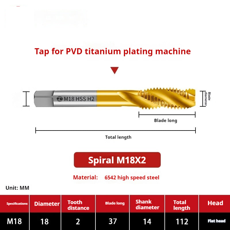 2120-High-speed steel 6542 cobalt-containing titanium plating machine with tap, spiral groove, straight groove, M35 tip tapping fine tooth tap Shandong Denso Pricision Tools Co.,Ltd.